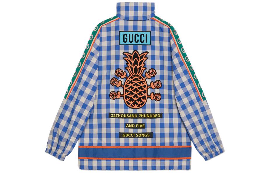 Gucci SS22 Pineapple Collection Checkered Collar Jacket Blue Men’s 669141-ZAIET-9145