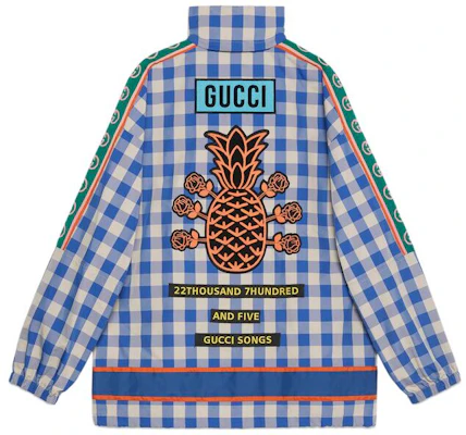 グッチ SS22 パイナップル コレクション チェックカラー ジャケット ブルー メンズ 669141-ZAIET-9145 Buy グッチ SS22 パイナップル コレクション チェックカラー ジャケット ブルー メンズ 669141-ZAIET-9145
