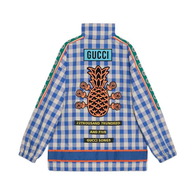 Gucci SS22 Pineapple Collection Checkered Collar Jacket Blue Men’s 669141-ZAIET-9145