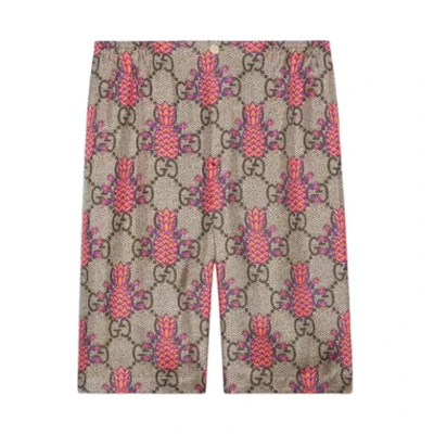 GUCCI SS22 Pineapple Print Beige Relaxed Fit Shorts Men’s Fashion. 677067-ZAIEJ-2369