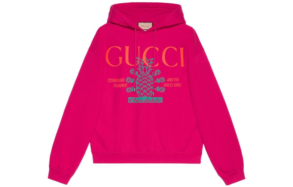 Buy Gucci SS22 男士紫紅色鳳梨印花連帽衫 674900-XJD22-5564