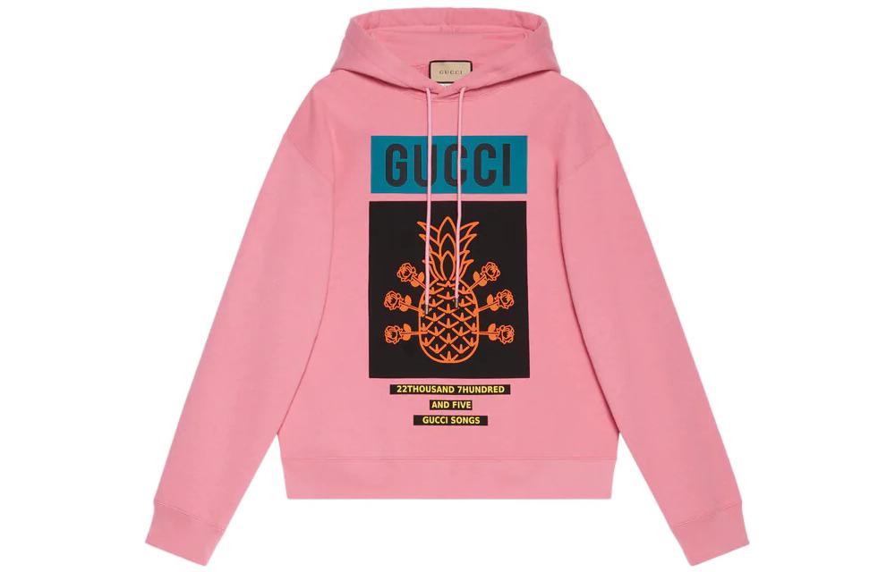 Gucci SS22 Pink Pineapple Print Cotton Hoodie for Men 646953-XJD24-5622
