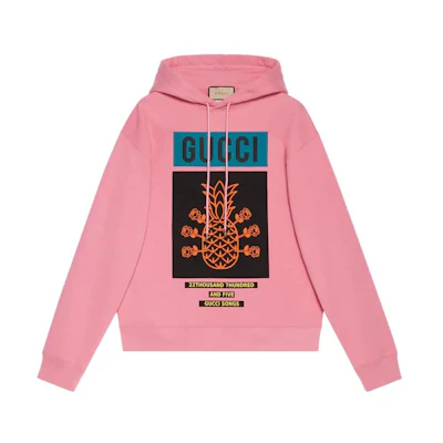 Gucci SS22 Pink Pineapple Print Cotton Hoodie for Men 646953-XJD24-5622