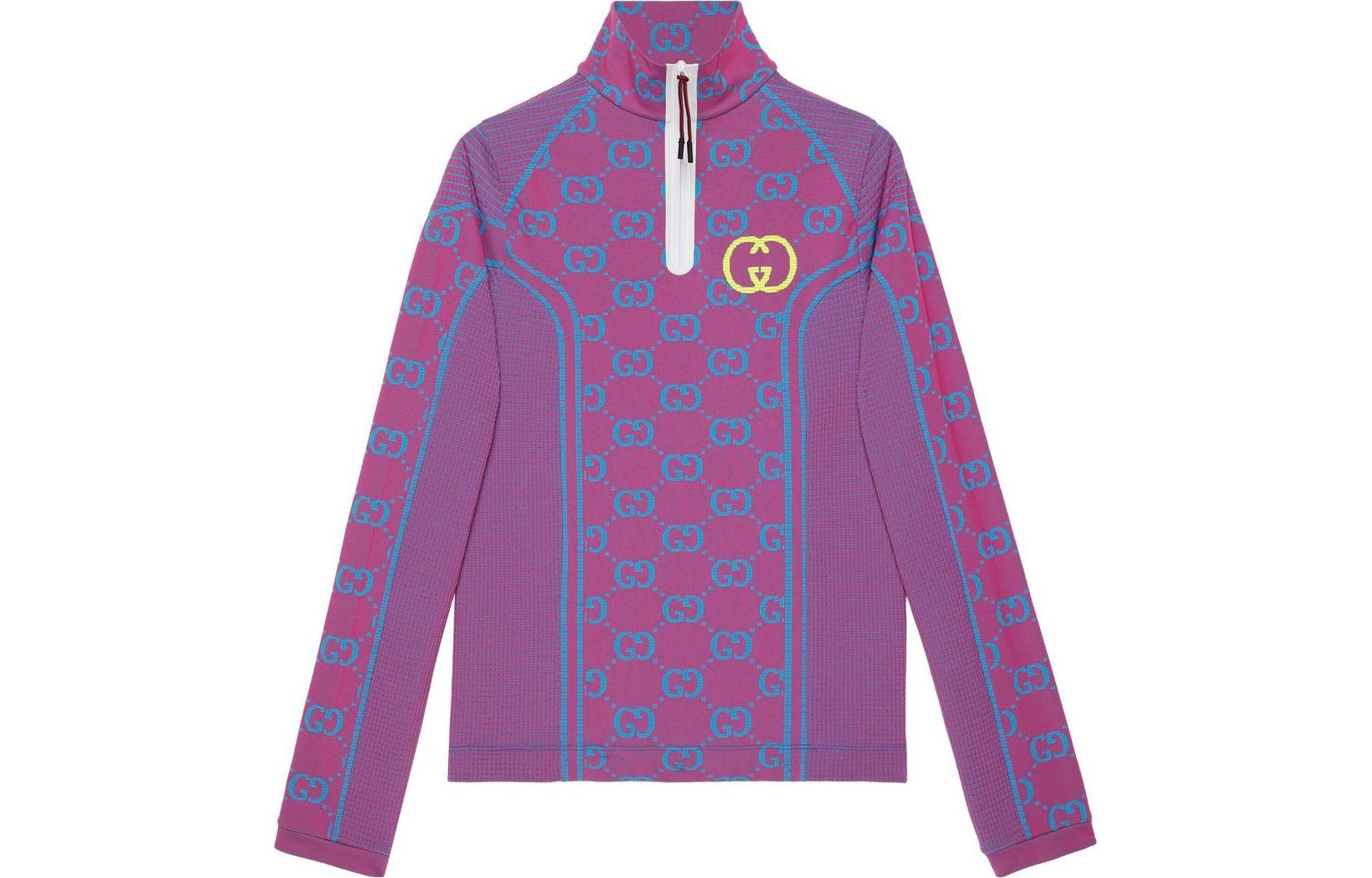 Gucci SS22 Purple Jacquard Half-Zip Pullover Sweatshirt 693107-XJEAH-5849