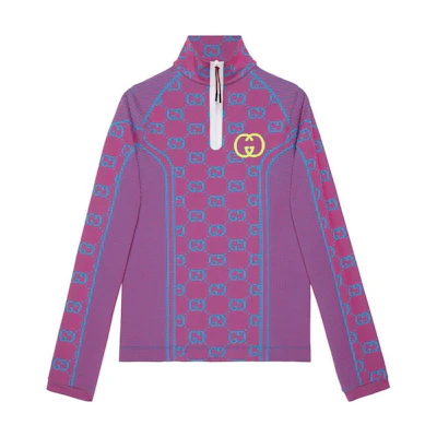 Gucci SS22 Purple Jacquard Half-Zip Pullover Sweatshirt 693107-XJEAH-5849