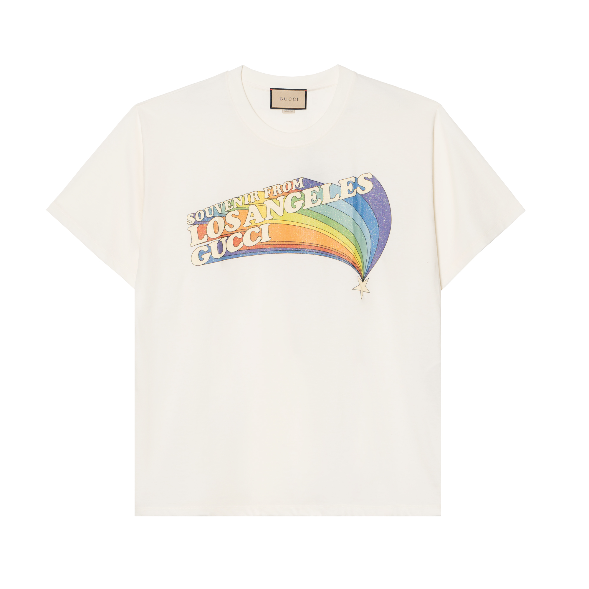 Gucci SS22 Rainbow Logo Print White T-Shirt 616036-XJEJC-9095