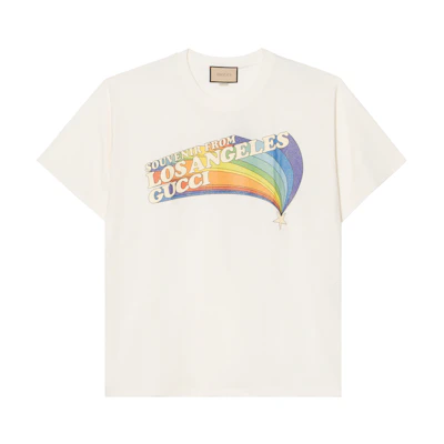 Gucci SS22 Rainbow Logo Print White T-Shirt 616036-XJEJC-9095