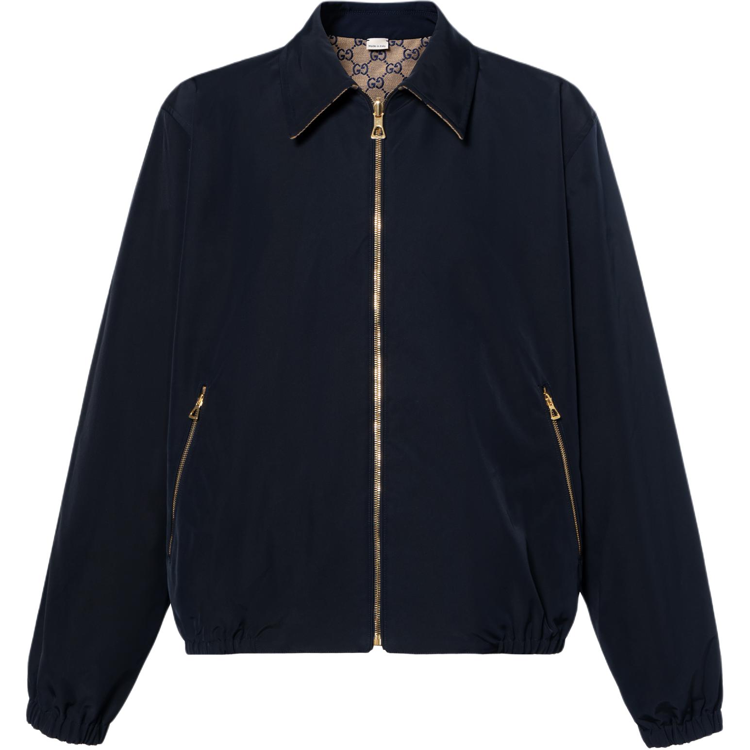 Gucci SS22 Reversible Monogram Zip Jacket Light Brown/Navy Blue 694163-ZAI6D-4330