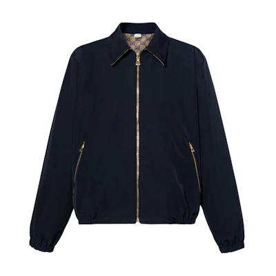 Gucci SS22 Reversible Monogram Zip Jacket Light Brown/Navy Blue 694163-ZAI6D-4330