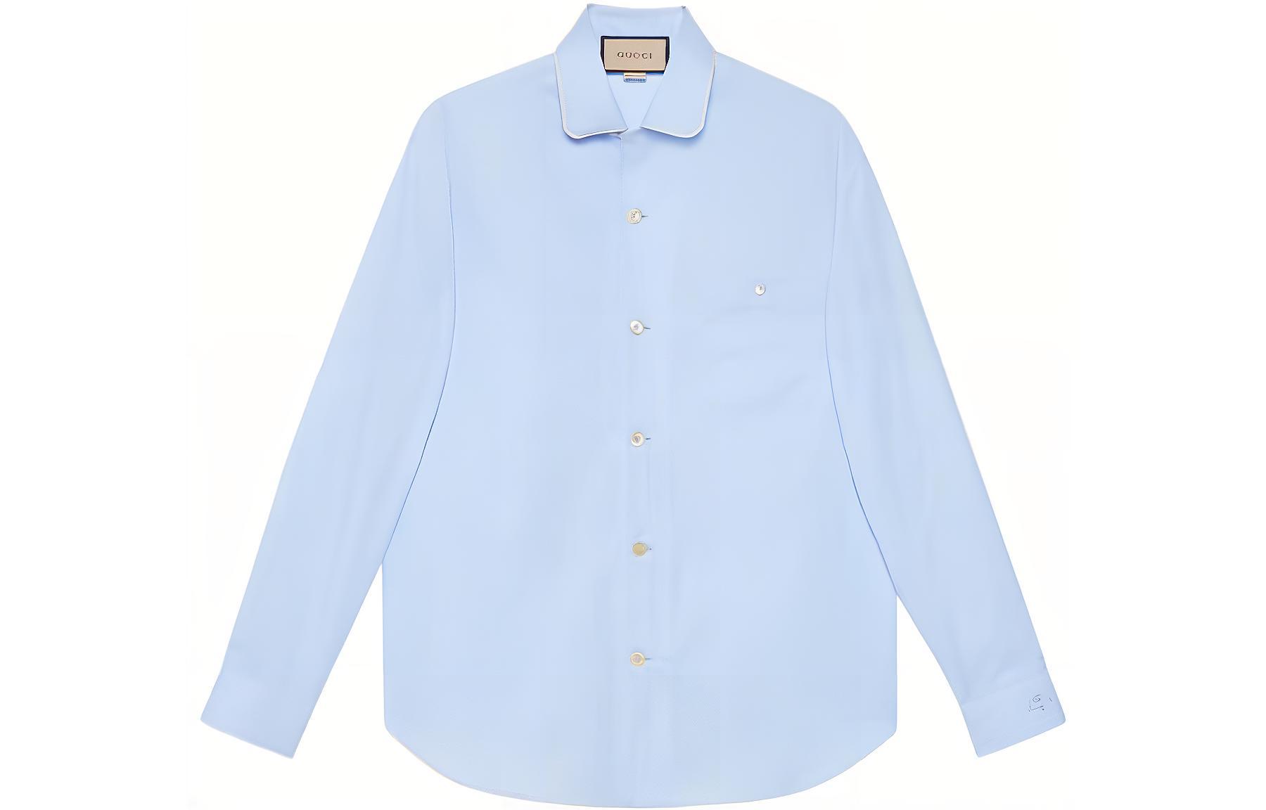 Gucci SS22 Solid Blue Long Sleeve Shirt 664869-ZAICW-4990