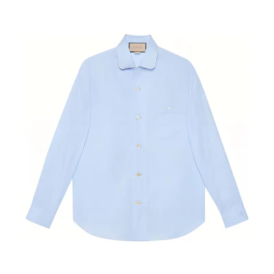 Gucci SS22 Solid Blue Long Sleeve Shirt 664869-ZAICW-4990