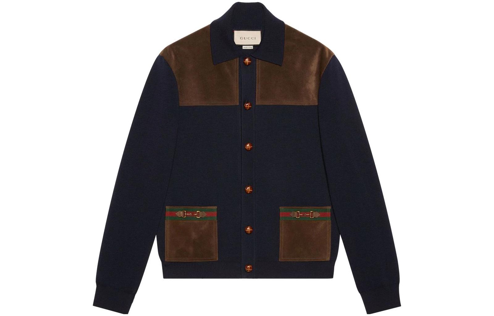 Gucci SS22 Suede Contrast Collar Jacket Blue () 673950-XKB3-P4912