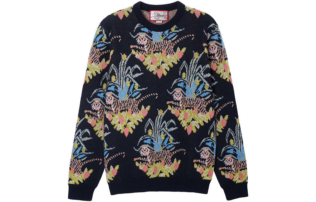 Gucci SS22 Tiger Jacquard Crewneck Sweater Black 686072-XKB8R-1152