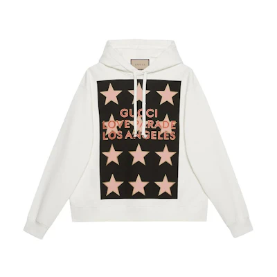 Gucci SS22 White Hoodie with Letter Logo and Star Print 646953-XJEQH-9275
