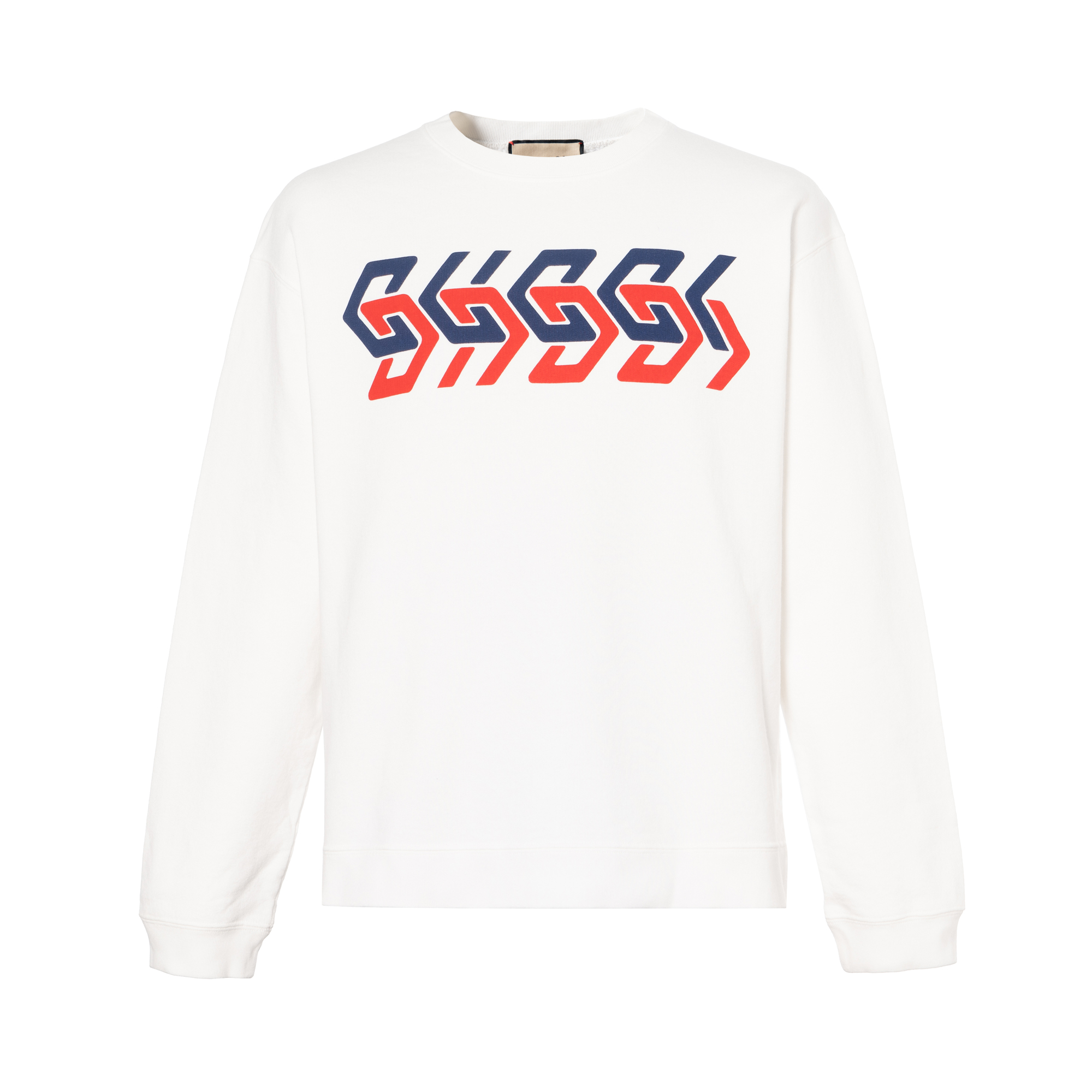Gucci SS22 White Sweatshirt with Mirror Effect Logo Print 681217-XJDV3-9275