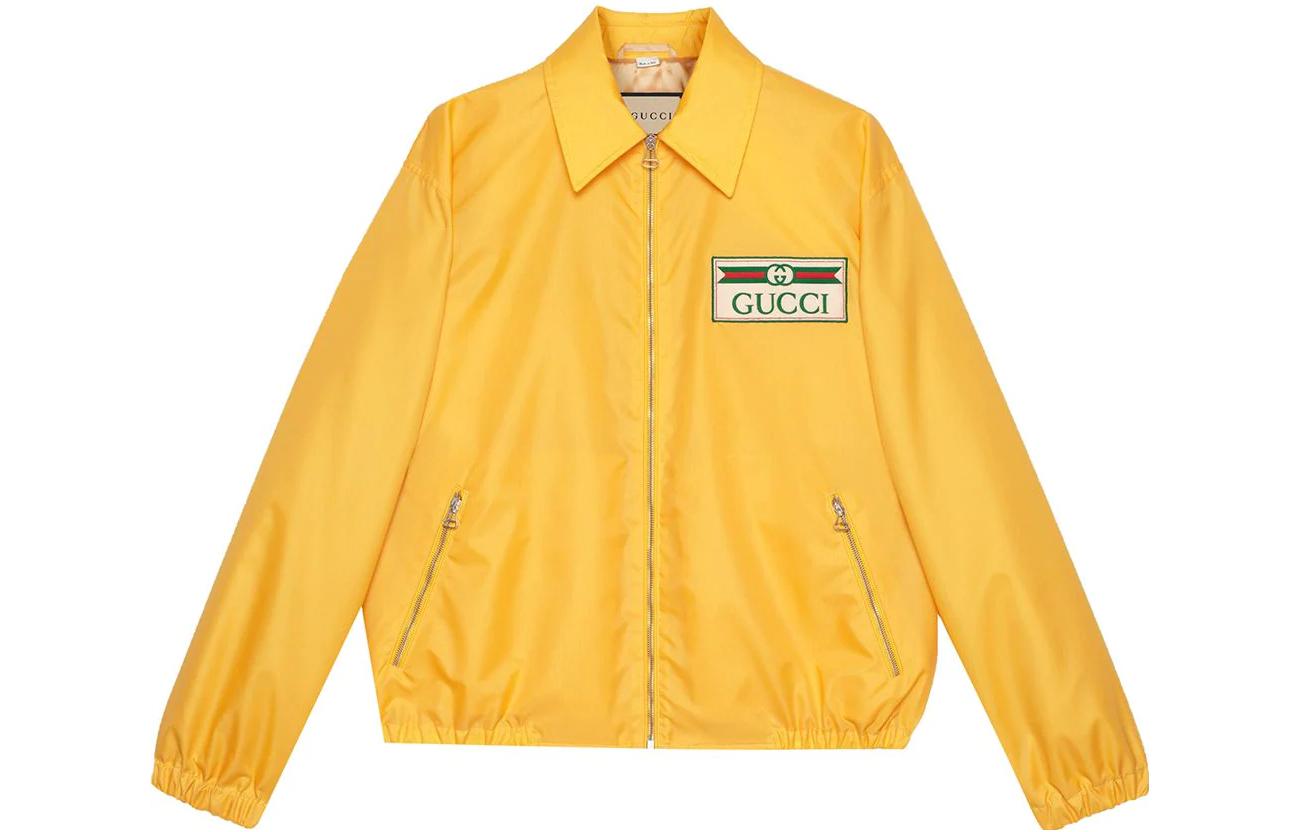 Gucci SS22 Yellow Logo Patch Zip-Up Jacket 654024-ZAGPW-7707