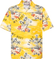 Gucci SS22 Yellow Polo Collar Letter Print Short Sleeve Shirt 694124-ZAJSS-7371 Gucci SS22 Yellow Polo Collar Letter Print Short Sleeve Shirt 694124-ZAJSS-7371