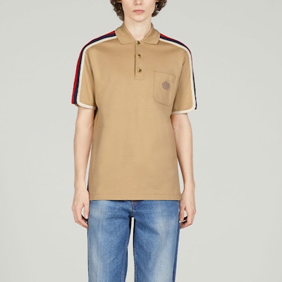 GUCCI SS23 米色條紋印花短袖POLO衫. 742382-XJFGI-9751 Shop GUCCI SS23 米色條紋印花短袖POLO衫. 742382-XJFGI-9751