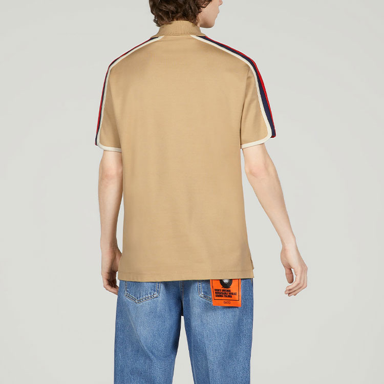 Purchase GUCCI SS23 米色條紋印花短袖POLO衫. 742382-XJFGI-9751