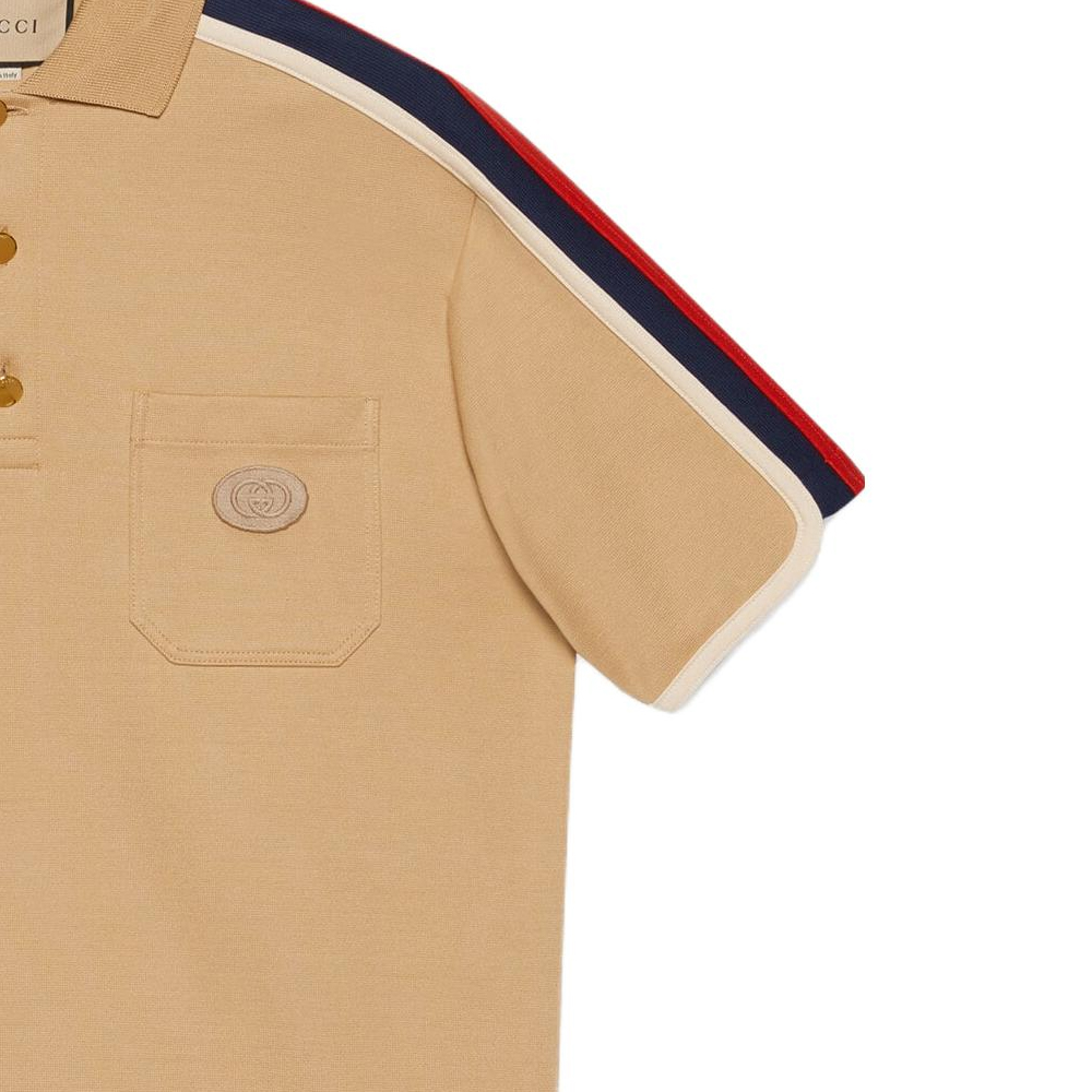 Sizing GUCCI SS23 米色條紋印花短袖POLO衫. 742382-XJFGI-9751
