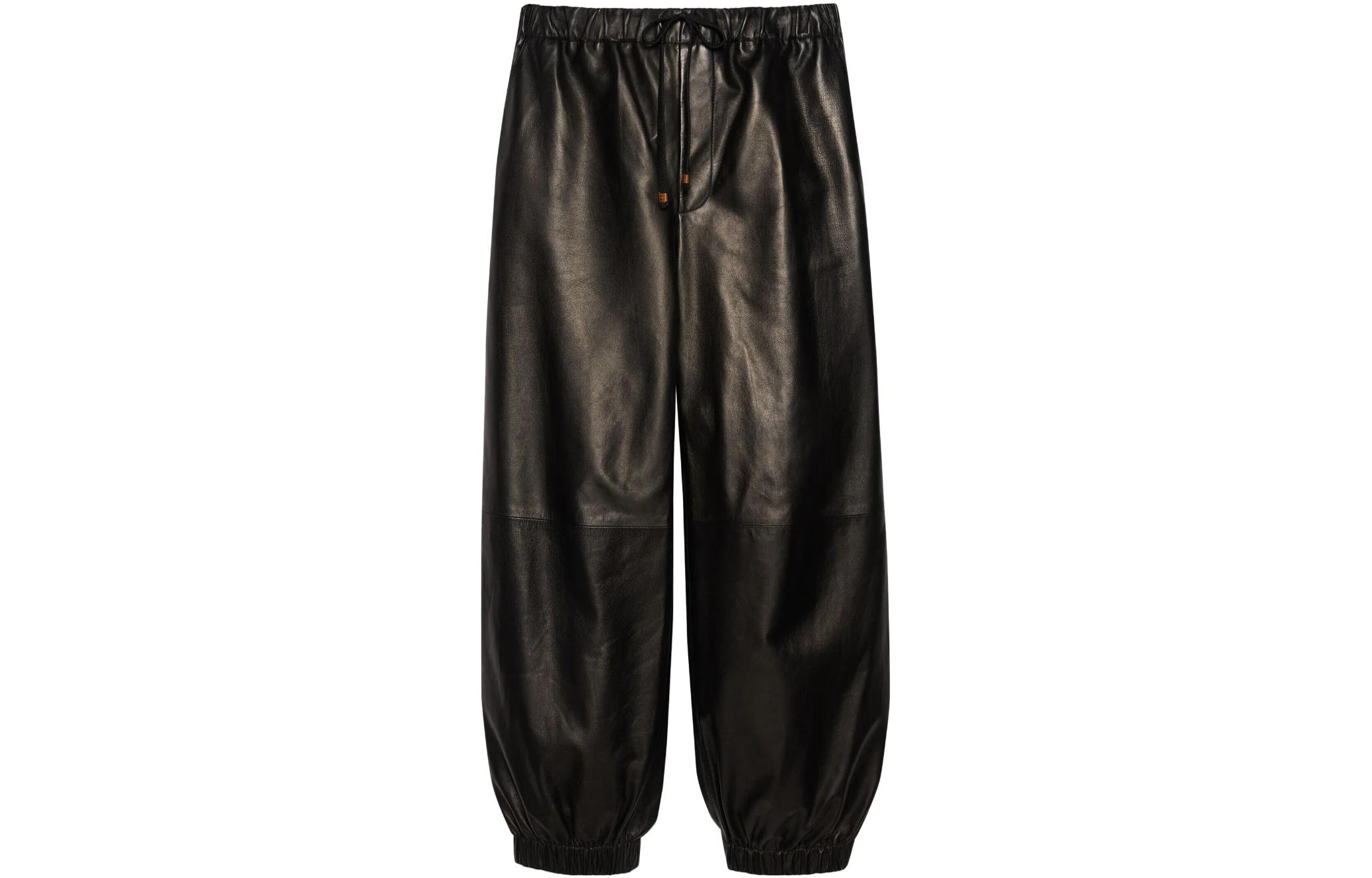 GUCCI SS23  Black Glossy Solid Mid-Rise Elastic Joggers. 738235-XNAWX-1000 圖 2