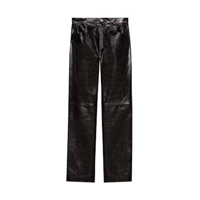 GUCCI SS23 Black Glossy Straight-Leg Casual Pants. 713493-XNATO-6275