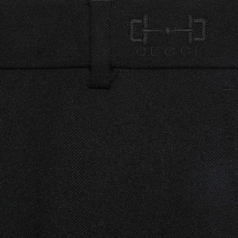 Cheap GUCCI SS23 Seluar Kasual Hitam Potongan Tirus Kain Twill Licin. 727451-ZAMDQ-1043