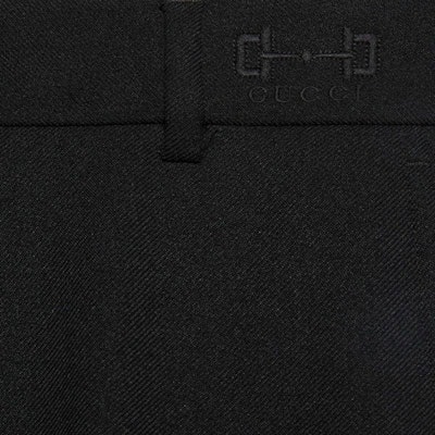 GUCCI SS23 Seluar Kasual Hitam Potongan Tirus Kain Twill Licin. 727451-ZAMDQ-1043 Cheap GUCCI SS23 Seluar Kasual Hitam Potongan Tirus Kain Twill Licin. 727451-ZAMDQ-1043