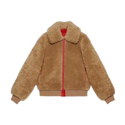 GUCCI SS23 Brown Logo Jacquard Zip-Up Jacket with Polo Collar 713645-XSADO-2233