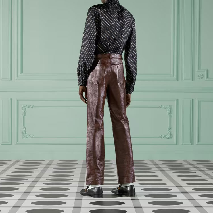 Purchase GUCCI SS23 Pantalones Marrones Rectos de Tiro Medio Casual. 713493-XNATN-6135