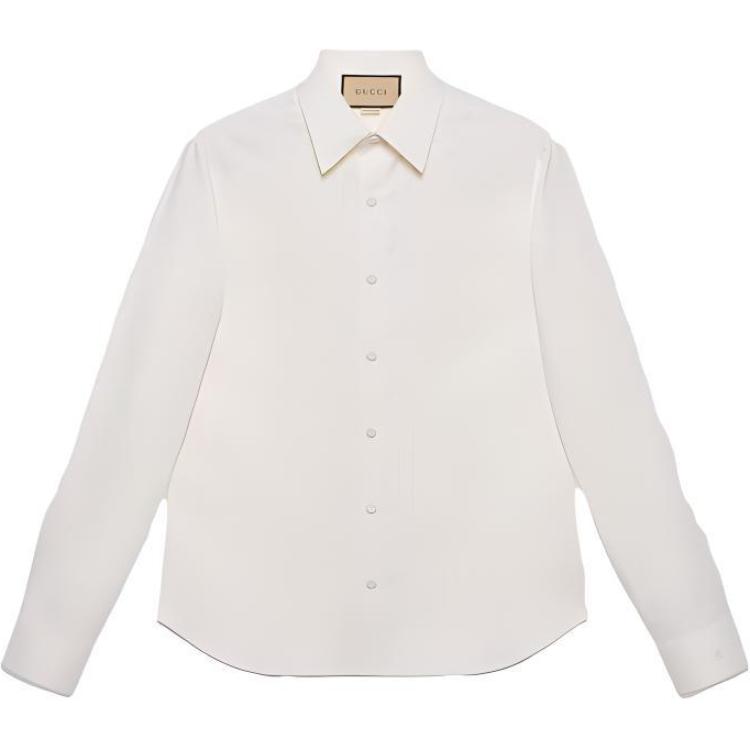 GUCCI SS23  Ivory White Solid Color Long Sleeve UV Protection Shirt 740694-ZANF6-9200