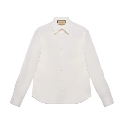 GUCCI SS23 Ivory White Solid Color Long Sleeve UV Protection Shirt 740694-ZANF6-9200
