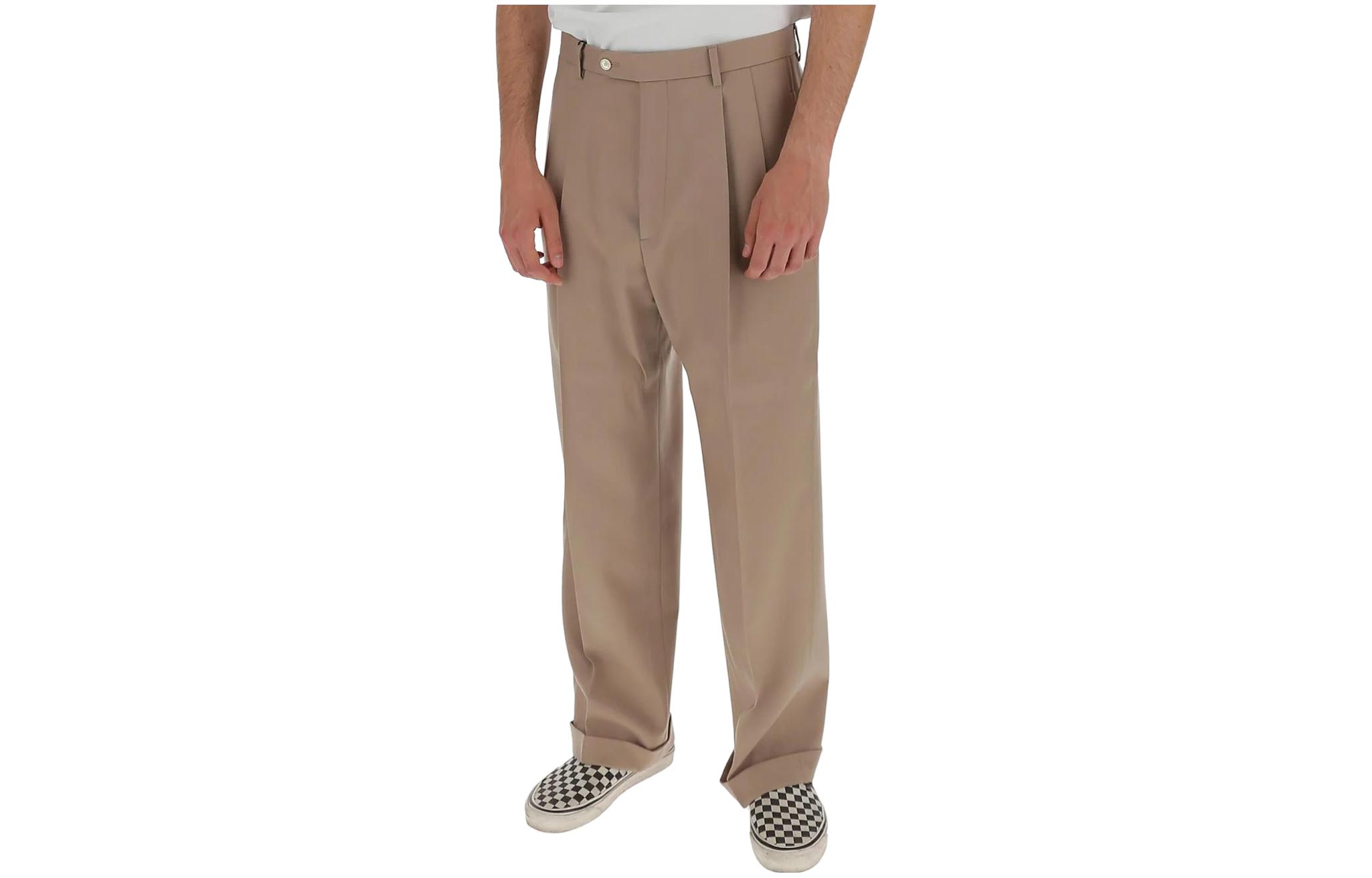 Shop GUCCI SS23 Pantalones Cargo Holgados Kaki con Botones. 659653-Z442L-2477