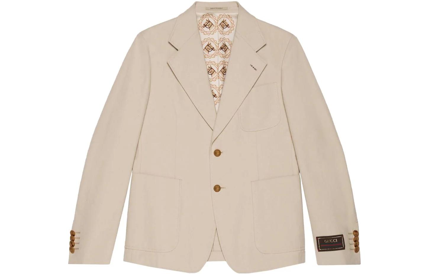 Order GUCCI SS23 卡其色刺繡細節單排扣西裝外套. 740801-ZAAZM-1902