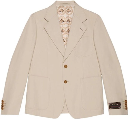 GUCCI SS23 卡其色刺繡細節單排扣西裝外套. 740801-ZAAZM-1902 Order GUCCI SS23 卡其色刺繡細節單排扣西裝外套. 740801-ZAAZM-1902