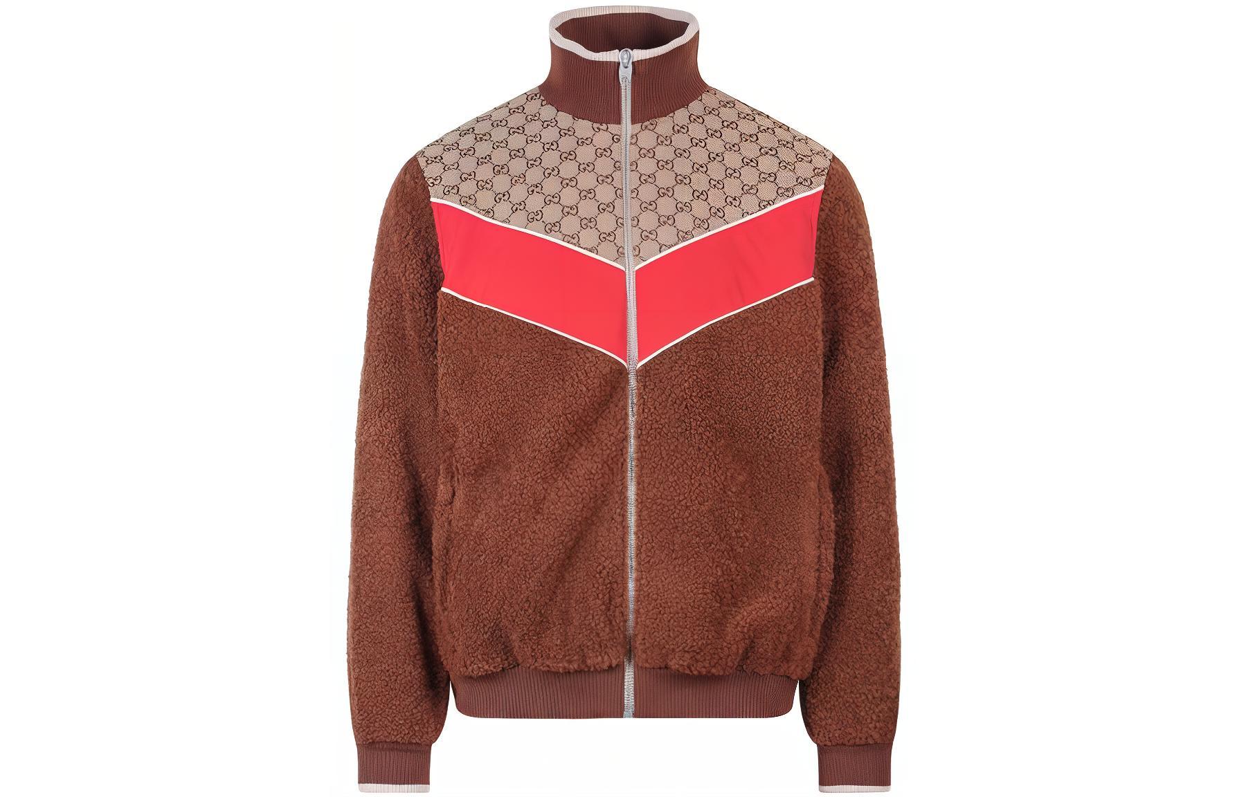 GUCCI SS23  Patchwork Zip-Up High Collar Jacket Brown 716794-XJEUS-2396