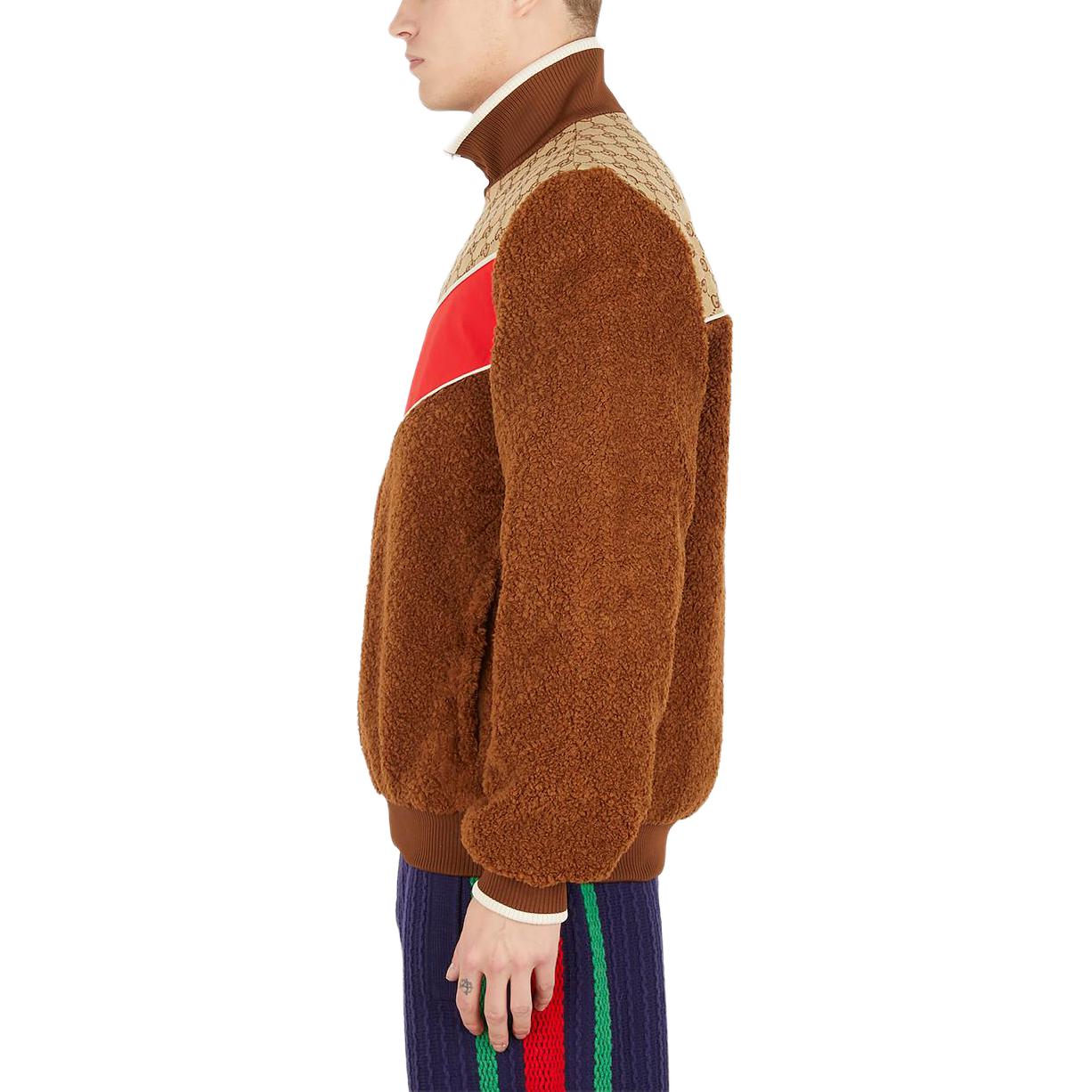 Sizing GUCCI SS23 拼接高領拉鍊夾克 棕色 716794-XJEUS-2396