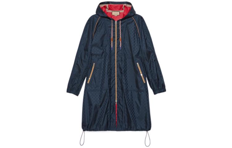 GUCCI SS23  Pattern Full-Print Drawstring Hoodie Jacket in Navy. 722510-Z8BAJ-4240