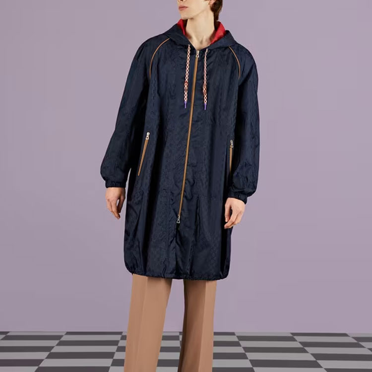 GUCCI SS23  Pattern Full-Print Drawstring Hoodie Jacket in Navy. 722510-Z8BAJ-4240 圖 4