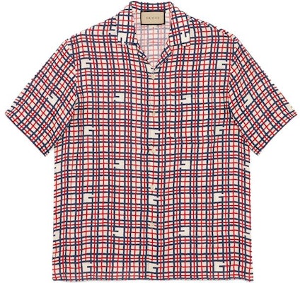 GUCCI SS23 Kemeja Lengan Pendek Cetakan Petak Merah Kolar Gaya Cuba. 742706-ZAN3K-6359 Buy GUCCI SS23 Kemeja Lengan Pendek Cetakan Petak Merah Kolar Gaya Cuba. 742706-ZAN3K-6359