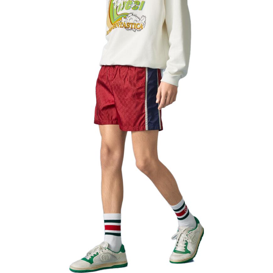 GUCCI SS23  Red Printed Straight-Leg Casual Beach Shorts. 748564-XHAH5-6452 圖 5