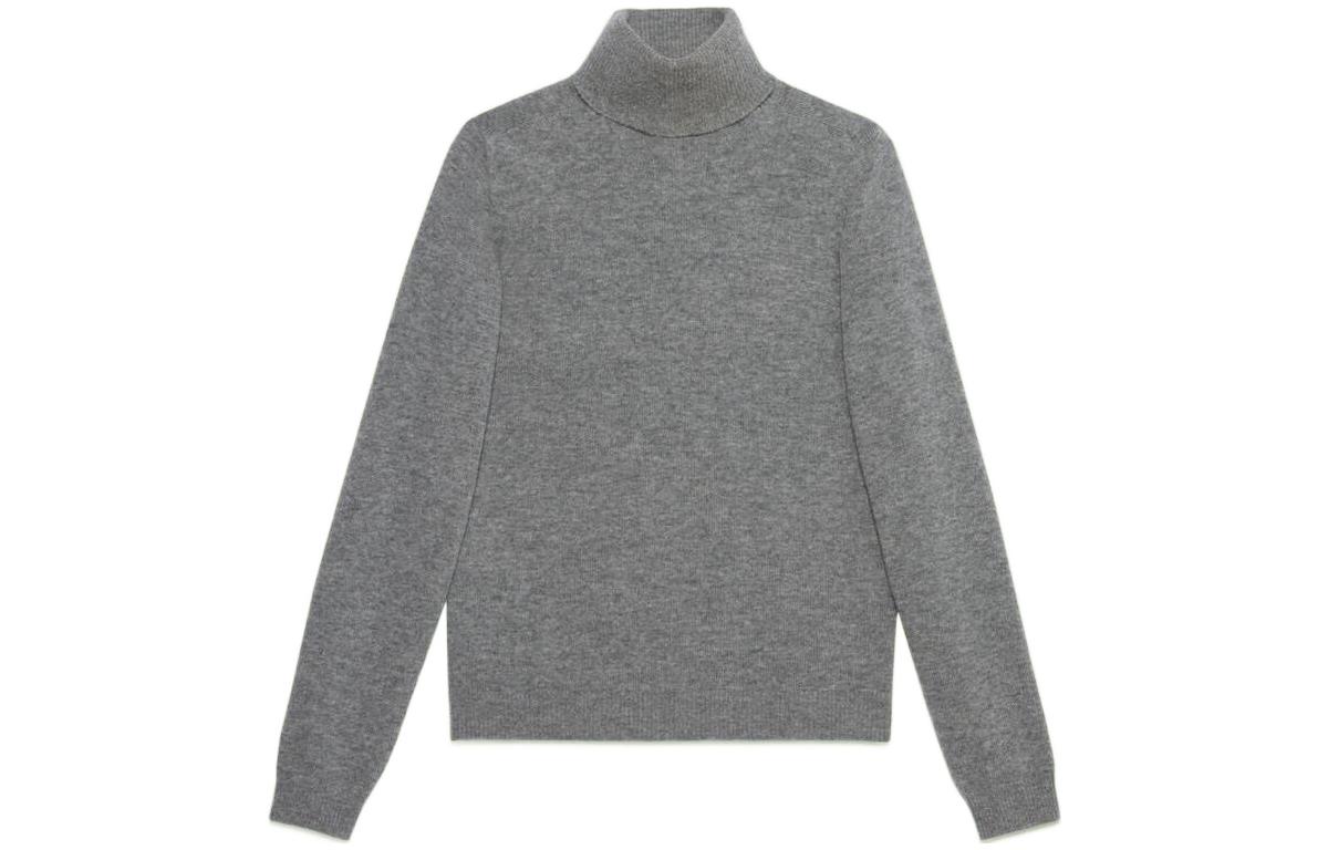 Buy GUCCI SS23 Sweater Rajut Abu-Abu High-Neck Warna Solid. 694787-XKCD5-1093