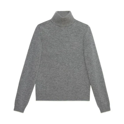 GUCCI SS23 Solid Color High-Neck Knit Sweater in Gray. 694787-XKCD5-1093