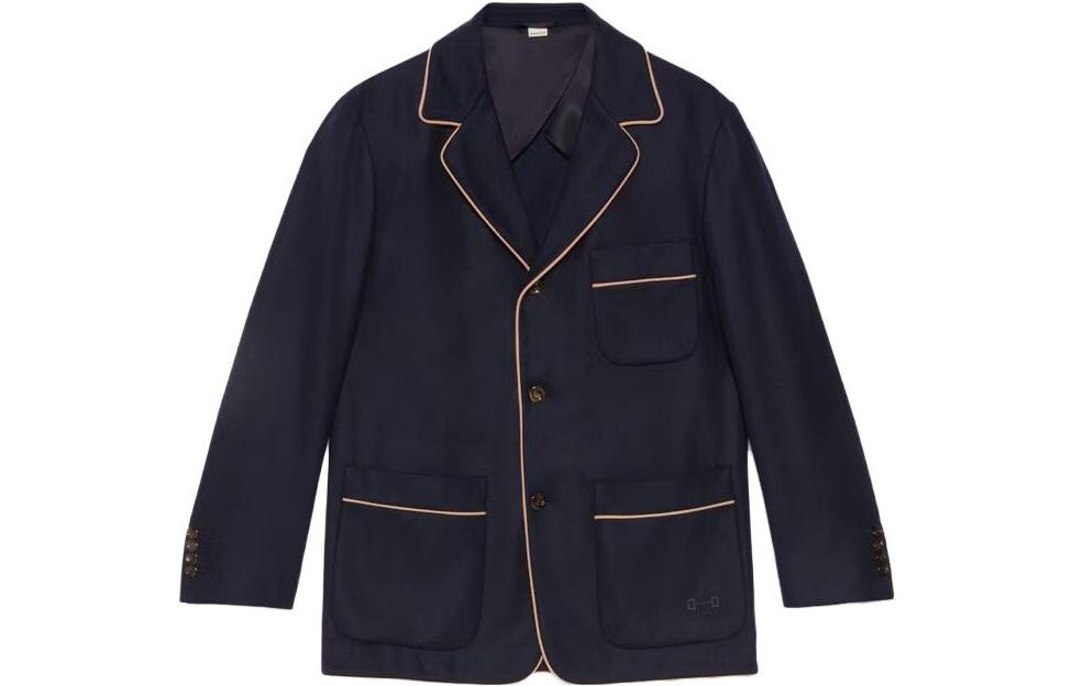 GUCCI SS23  Solid Navy Cashmere Twill Blazer 722473-Z6519-4440