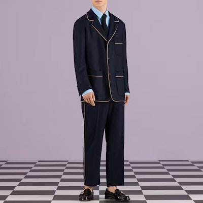 GUCCI SS23 深藍色羊絨斜紋西裝外套 722473-Z6519-4440 Lookbook GUCCI SS23 深藍色羊絨斜紋西裝外套 722473-Z6519-4440