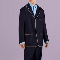 Purchase GUCCI SS23 深藍色羊絨斜紋西裝外套 722473-Z6519-4440