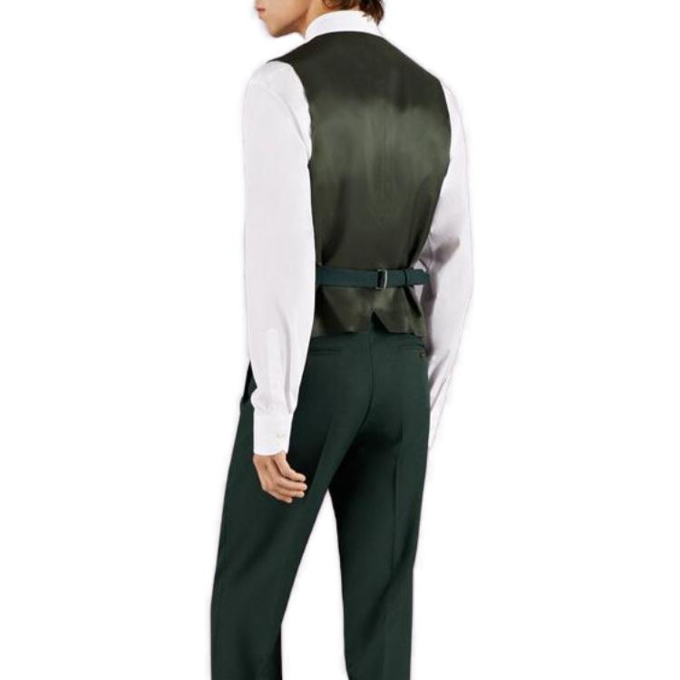 Shop GUCCI SS23  Solid V-Neck Sleeveless Formal Vest in Dark Green. 673191-Z798C-3149