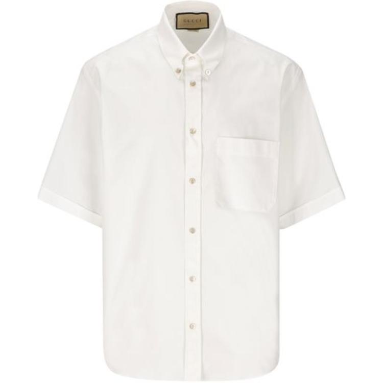 GUCCI SS23  White Single-Breasted Casual Sunblock Short-Sleeve Shirt 672703-ZAL74-9002