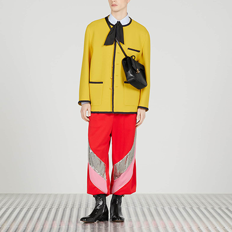 GUCCI SS23  Yellow Striped Embroidered Button-Up Long Sleeve Jacket 741095-ZAM2F-7707 圖 4