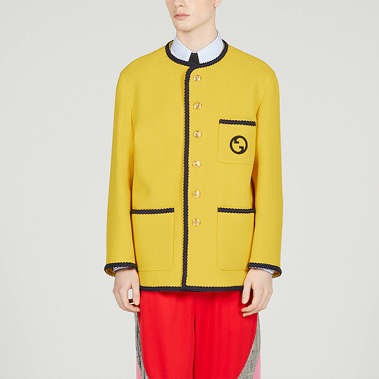 GUCCI SS23  Yellow Striped Embroidered Button-Up Long Sleeve Jacket 741095-ZAM2F-7707 圖 5